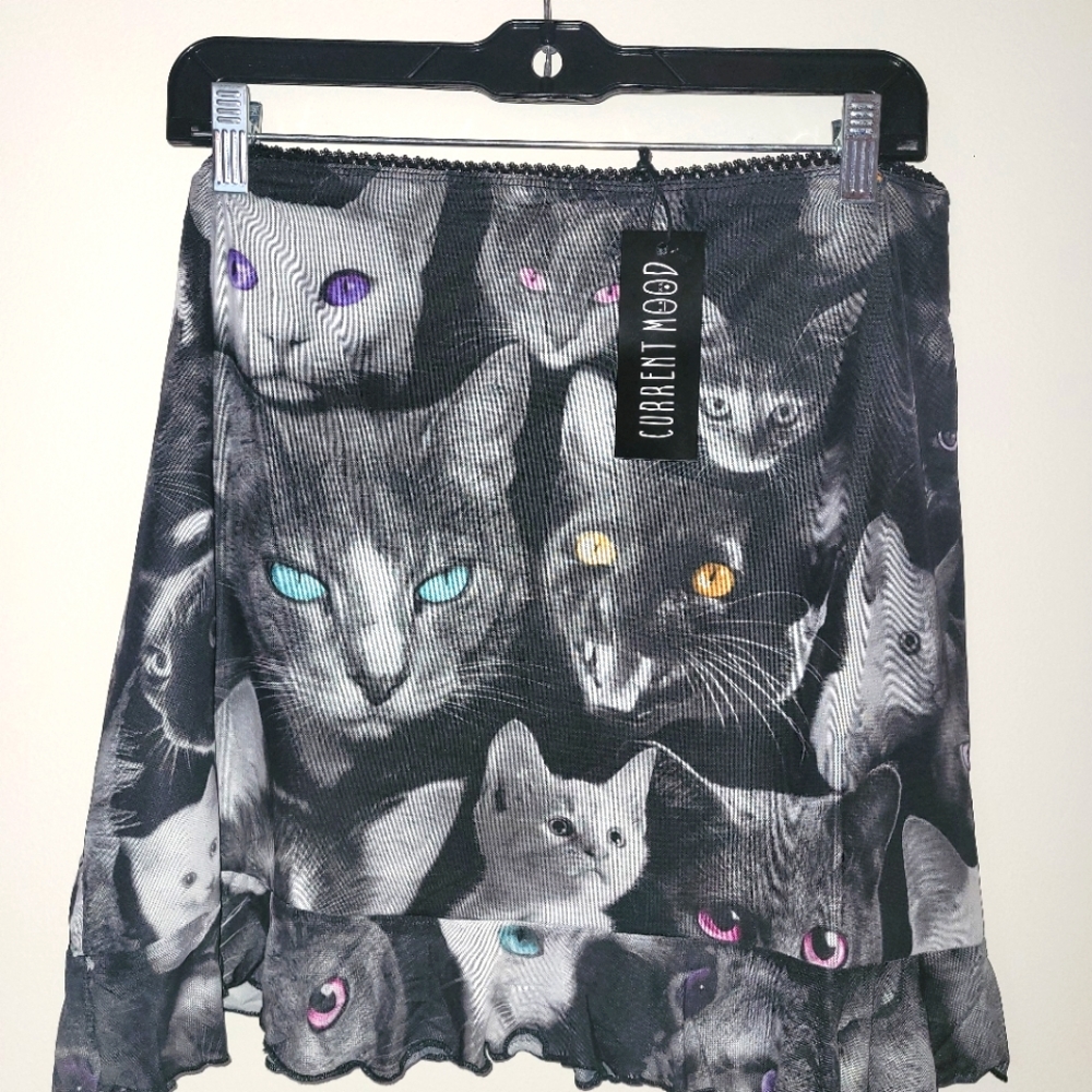 Dolls Kill Moonlight Meow Mesh Skirt Size XXL NWT